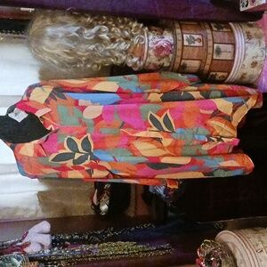 Easel Leaf Print Hi Low Dress NWT 3X